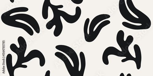 Abstract Black and White Shapes Seamless Pattern