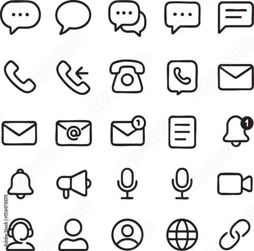 Communication Icons Messaging, Calls, &amp; Notifications Vector Set