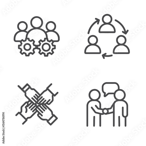 Teamwork Icon Set –  Partnership Symbols and vector illustration