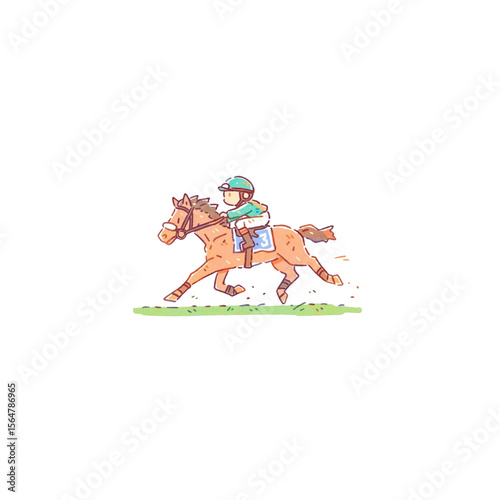 デフォルメ、ジョッキーのイラスト、競走馬、騎手、競馬、アイコン、素材、背景なし

