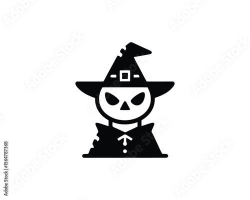 Spooky halloween skeleton witch icon