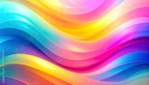 Futuristic abstract texture made of holographic waves in bright gradient colors