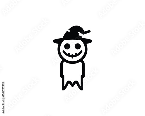 Happy scarecrow halloween cartoon icon