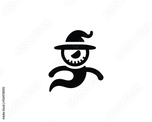 Halloween scarecrow ghost cartoon character icon