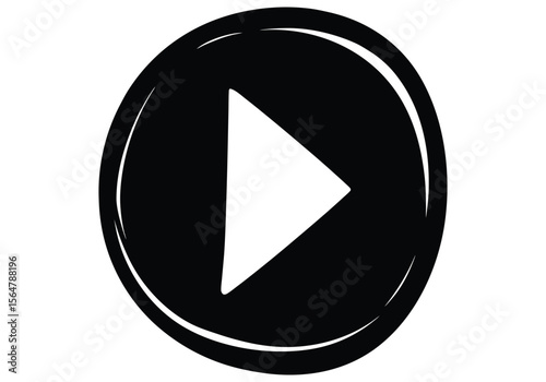 Vector art of a simple black and white play button icon 