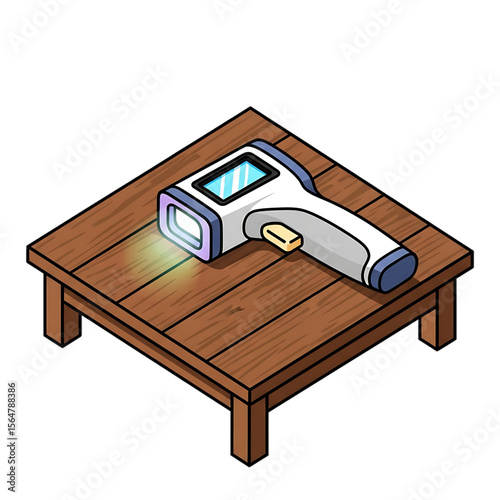 Portable medical scanning device on a table.