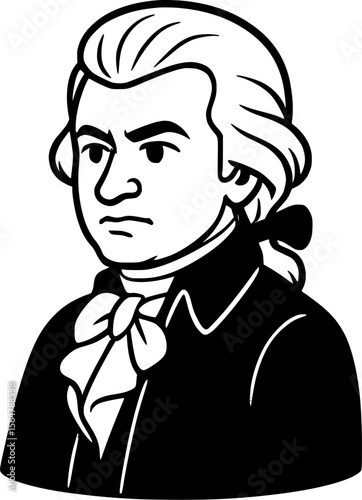 classical composer illustration, portrait, master of symphonies and operas, vienna, austria 