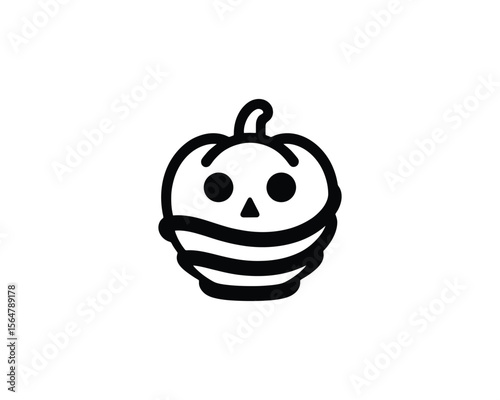 Spooky mummified pumpkin halloween icon