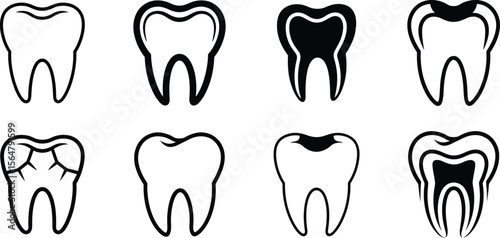 Dental Health Teeth: Oral Care, Hygiene & Dentist Clinic Icons
