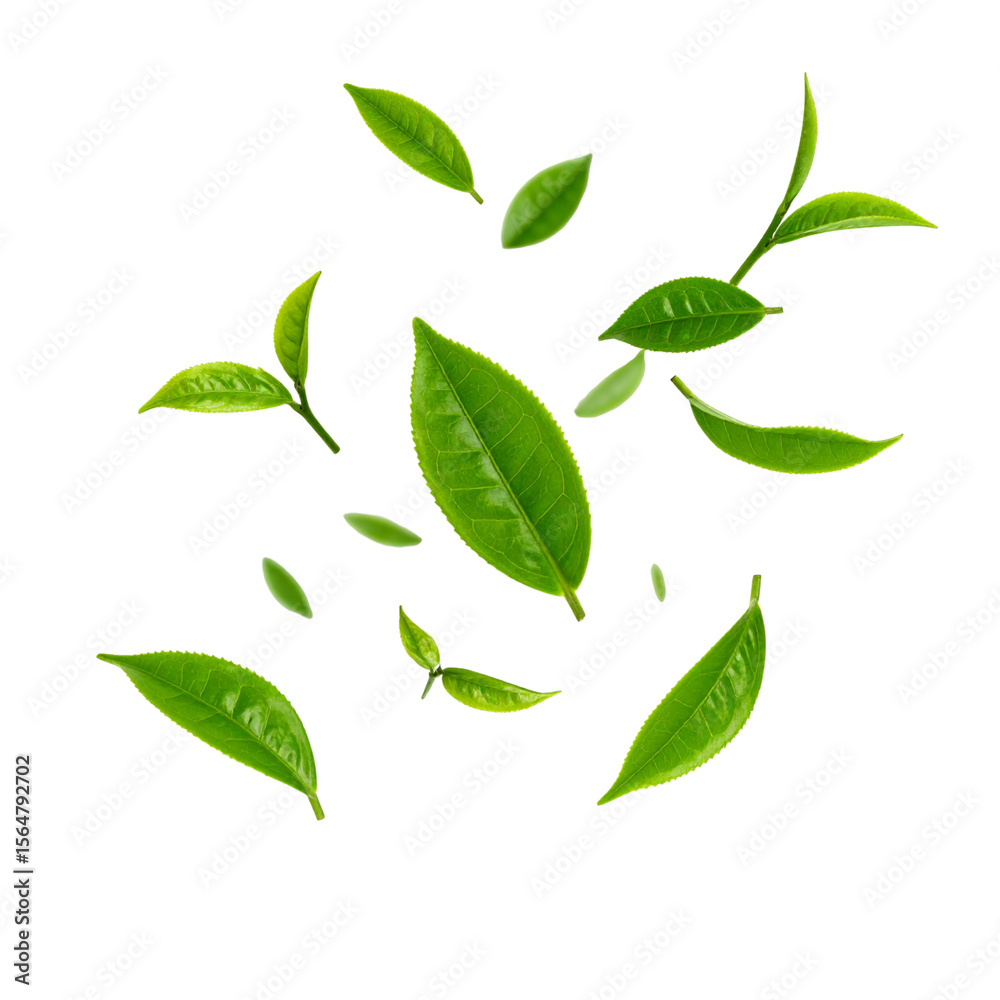 Naklejka premium Green natural eco plant leaf vector illustration set