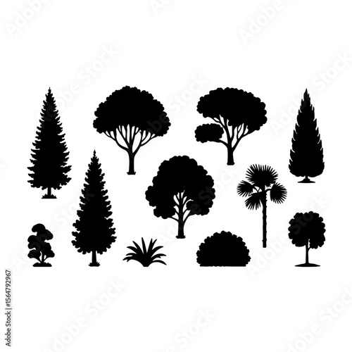 Diverse Tree and Plant Silhouettes - Nature Vector Pack