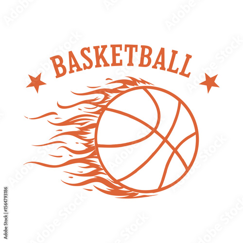 Collection of Stylized Basketball and Sports Ball Icons, Black and Orange Basketball Silhouette Set
