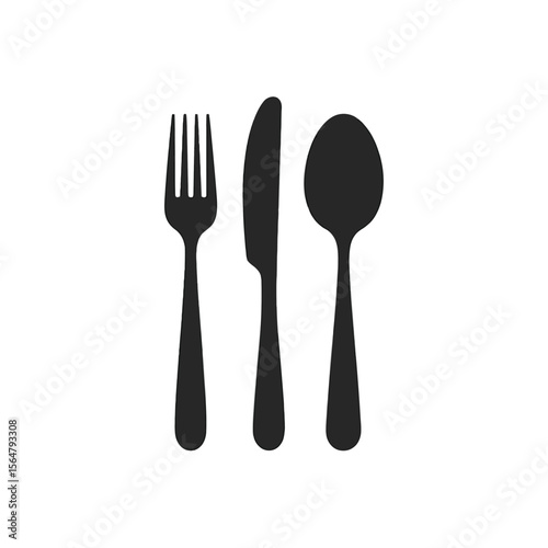 Black fork knife and spoon silhouette cutlery utensil