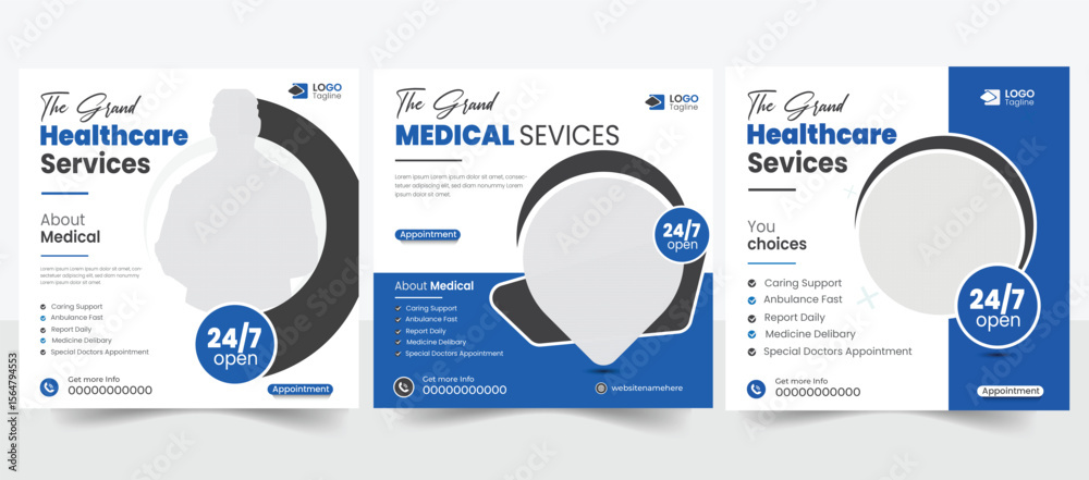Medical social media post design, template, web post, ads, advertisement