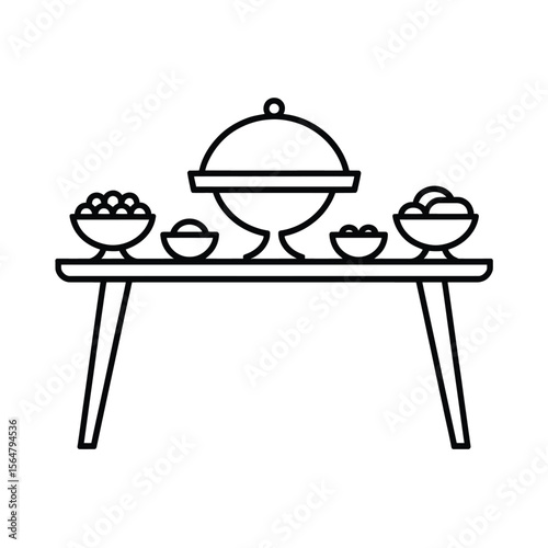 Elegant buffet spread with assorted bowls and covered dish table food