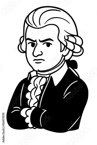 the virtuoso composer of timeless works, classical composer illustration, portrait, master of symphonies and operas, vienna, austria, Wolfgang Amadeus Mozart	
