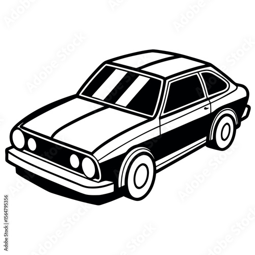 Black and white vintage coupe automobile retro