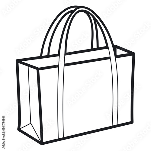 Rectangular tote bag with curved handles handbag carrier