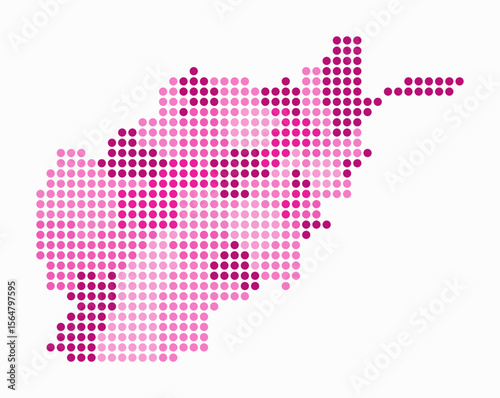 Afghanistan dotted map. Digital style map of the country on white background. Afghanistan shape with circle dots. Colored dots style. Large size circles. Awesome vector illustration.