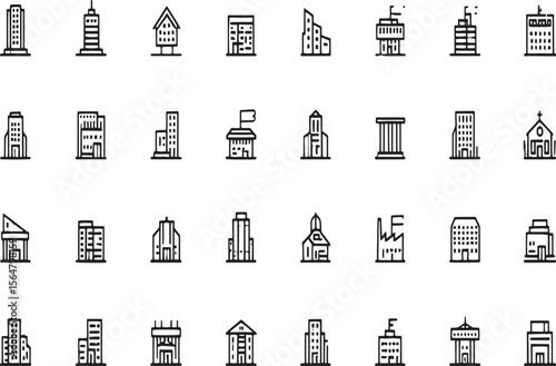 Collection of Modern and Classic Building Icons