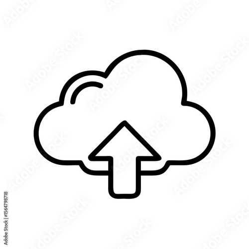 Cloud Upload Icon Simple Line Art Vector Graphic