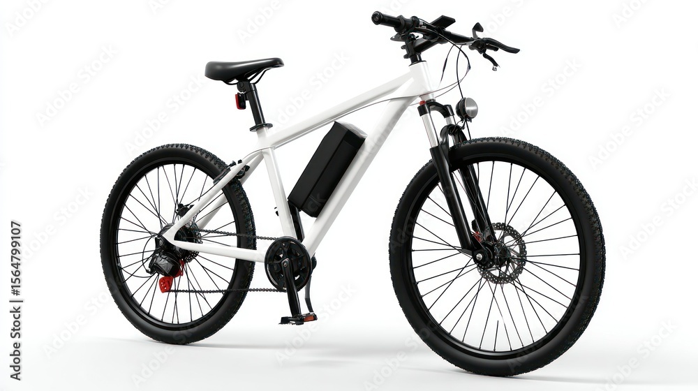 Fototapeta premium Electric bicycle isolated on white background, clean transport concept
