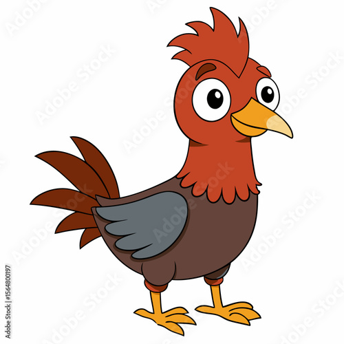 Happy Cartoon Rooster Illustration Farm Animal Childrens Book Graphic Design
