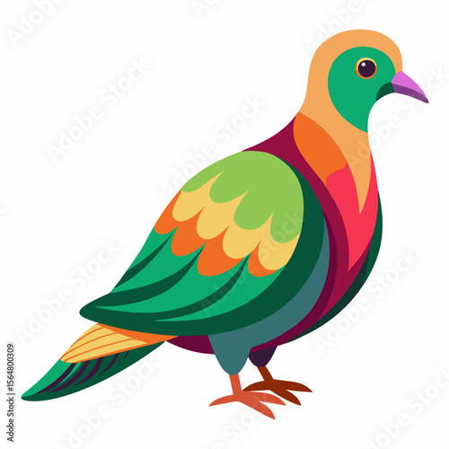 Vibrant stylized pigeon bird illustration colorful tropical design cheerful playful artwork