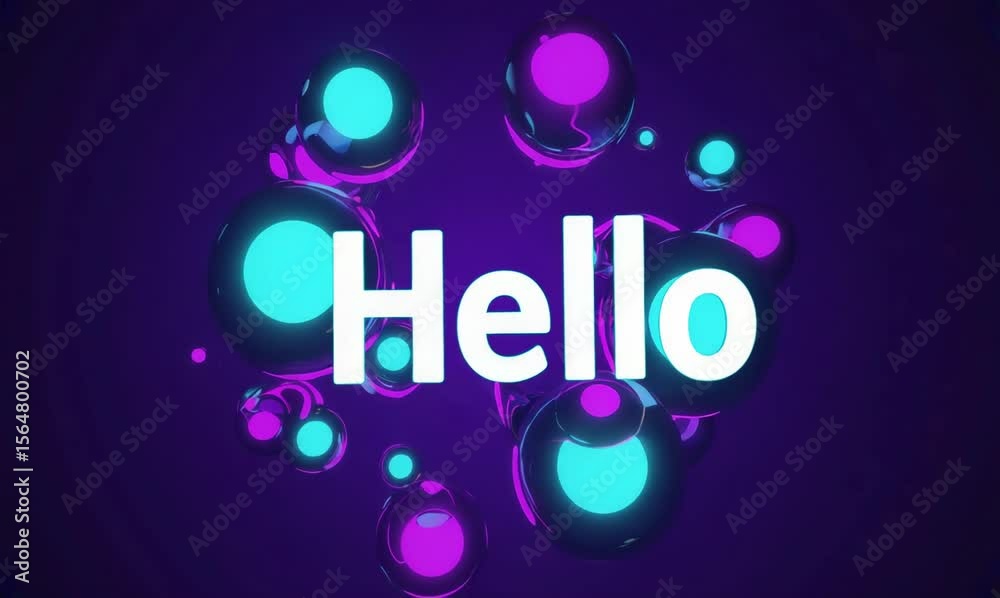 vibrant hello greeting animation in a loop