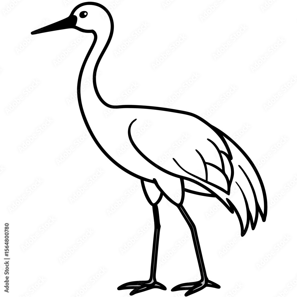 Obraz premium Elegant Crane Bird Line Art Illustration Simple Nature Design