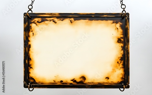 Aged Hanging Signboard Blank Template Antique Frame