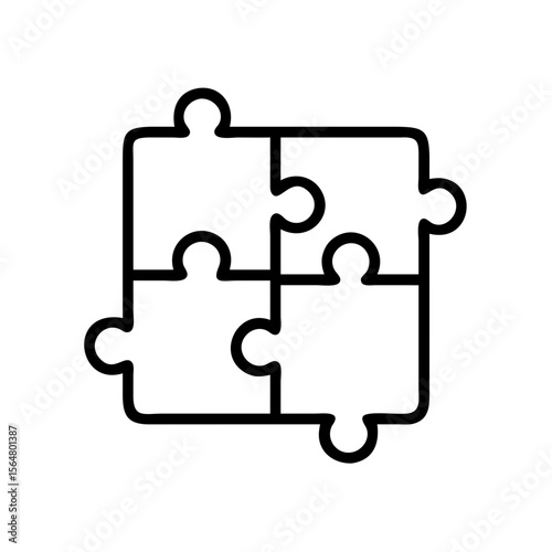 Four-Piece Jigsaw Puzzle Icon Solution, Teamwork, and Connection Symbol