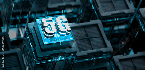 3d rendering of  5G cpu gpu chip
