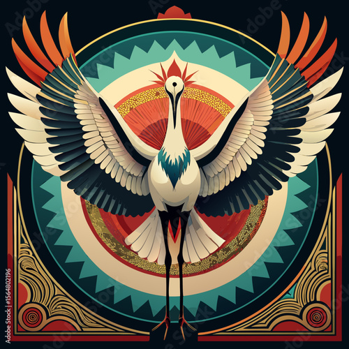 Graceful crane illustrated