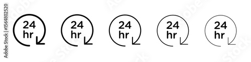 24 hrs icon thin line outline set or collection