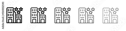 3 star hotel icon thin line outline set or collection