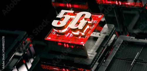 3d rendering of  5G cpu gpu chip