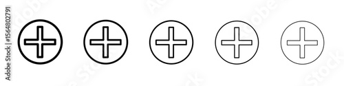 Add icon thin line outline set or collection