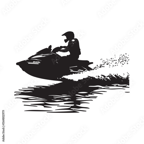 Jet Ski Rider Silhouette Art
