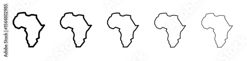 Africa map icon thin line outline set or collection