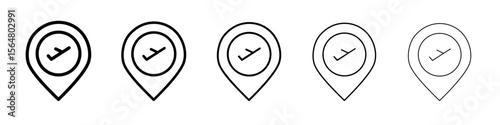 Airport location icon thin line outline set or collection