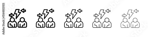 angry people conflicts icon thin line outline set or collection