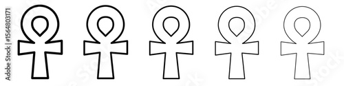 Ankh icon thin line outline set or collection