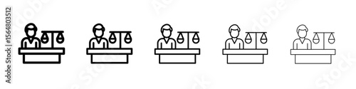 Attorney in law icon thin line outline set or collection