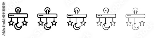 baby rattle icon thin line outline set or collection