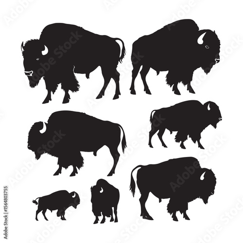 Bison Stampede Vector Silhouette