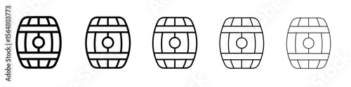 Barrel of beer icon thin line outline set or collection