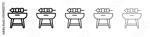Barbecue grill icon thin line outline set or collection