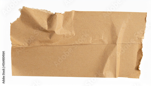 ちぎれた茶色のクラフトテープ断片・コラージュ用マット素材（白 or 透明背景）
– Torn Brown Kraft Tape Piece for Collage Design with Matte Texture