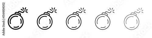 Bomb icon thin line outline set or collection
